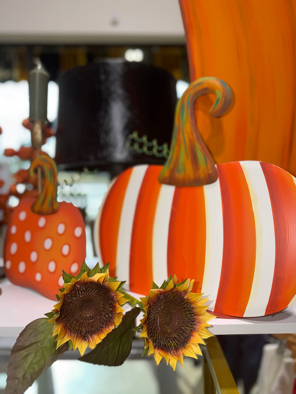 Orange Patterned Pumpkins Set of 3