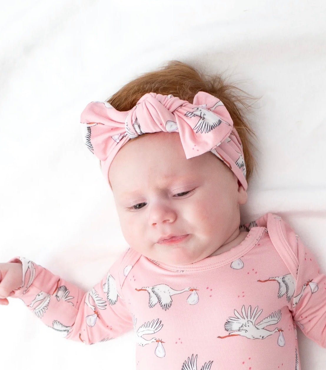 Storks Pink Headband Bow Set