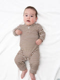 Polo Romper Choc Stripes