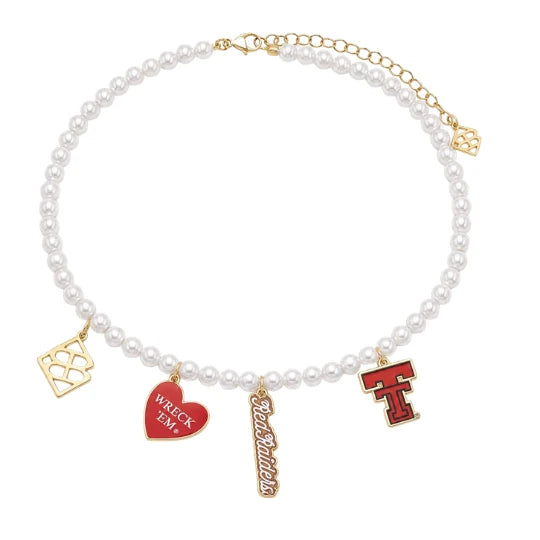 Texas Tech Pearl Charm Necklace