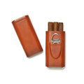 Ashton - 3 Cigar Leather Case & Cutter (Brown)