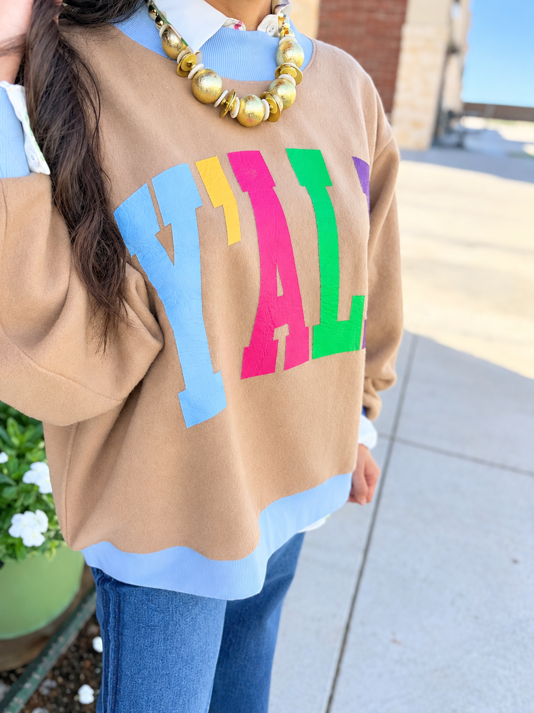 Y’all Double Sided Mock Neck