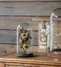 French Wire Flowers Under Glass Dome