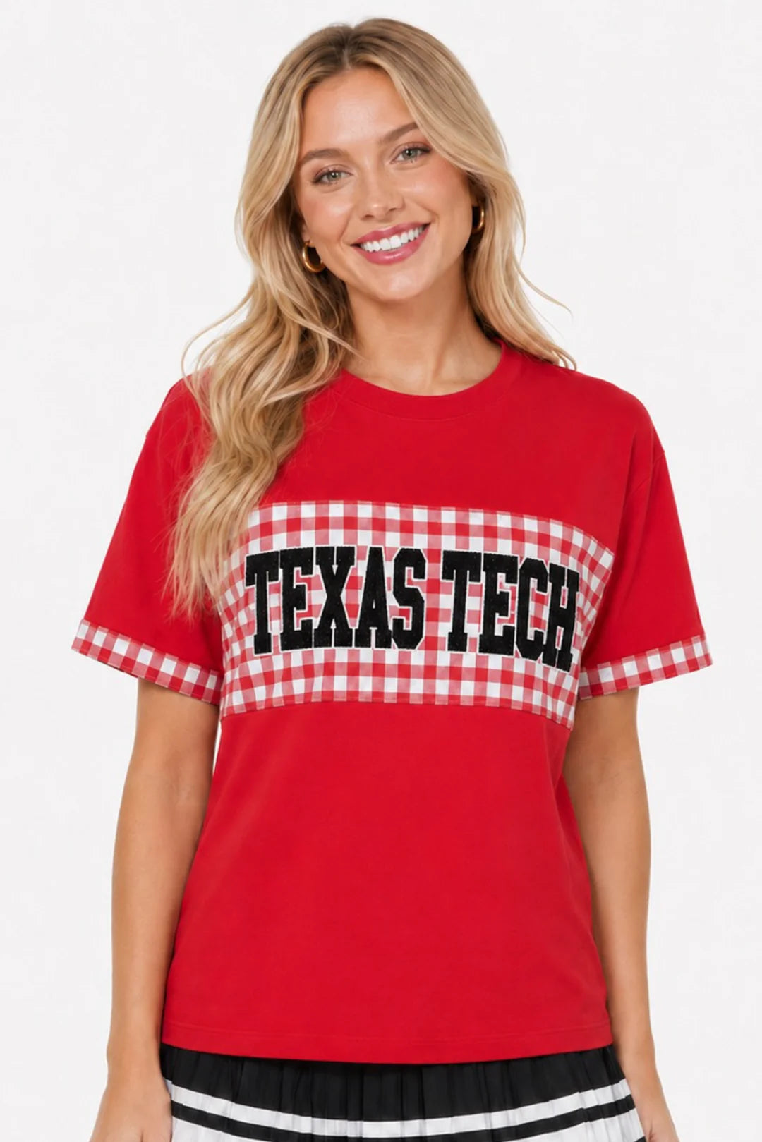 Texas Tech Gingham Color Block Tee