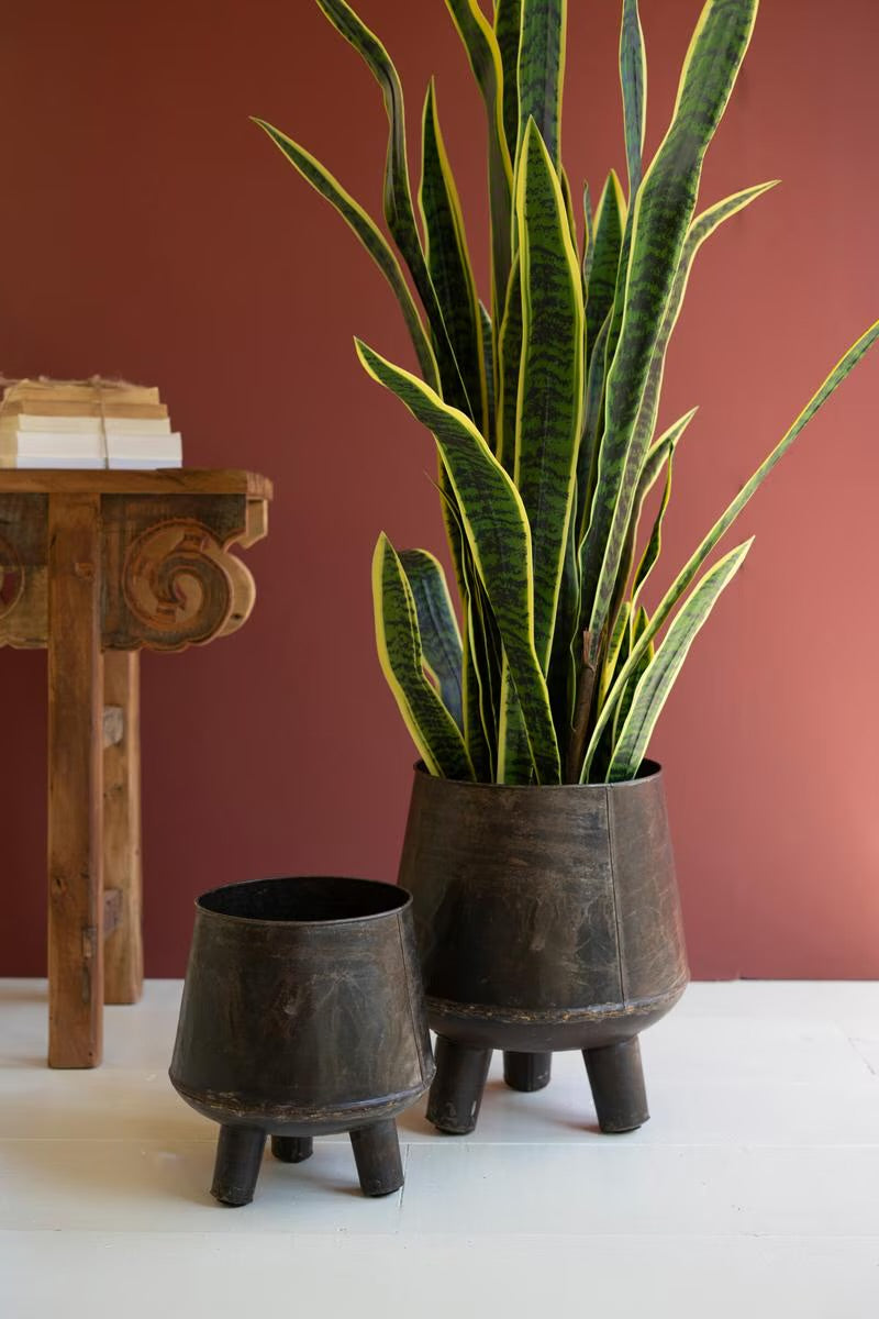 Hand - Hammered Metal Planters
