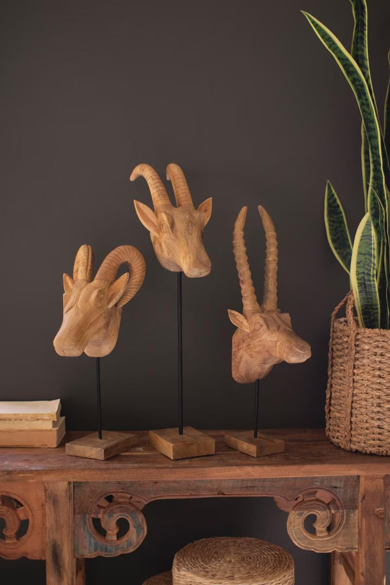 African Carved Animal Heads