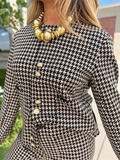 Houndstooth Collarless Jacket