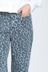 Heather Leopard Jeans - Faded Blue