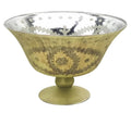 Antique Olive Etched Compote Large
